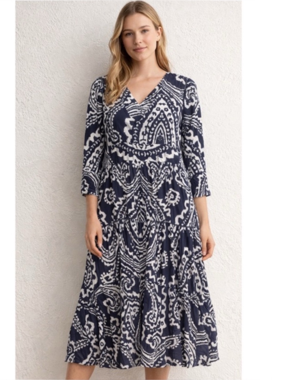 La Plage Captiva Maxi Dress in Navy Blue and White